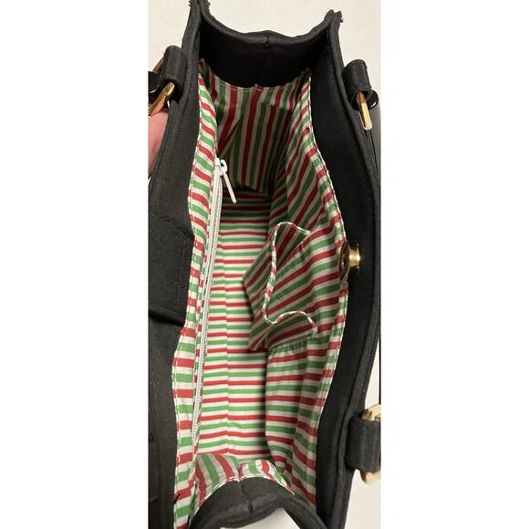 Womens Kim Rogers Christmas Purse Handbag Embroidered Nylon Double Handles - Picture 8 of 10